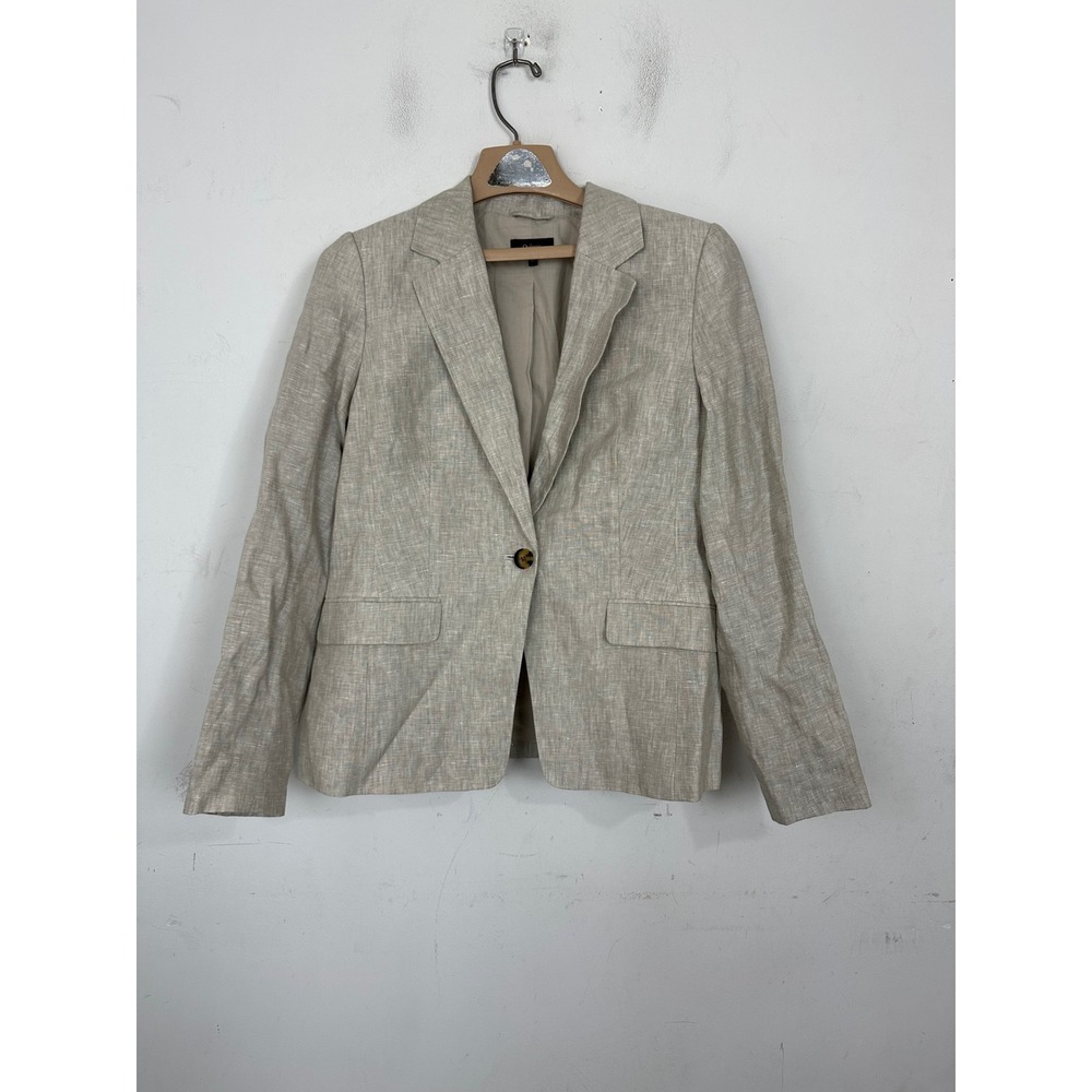 Quince Women 100% European Linen Structured Blazer Flax Beige M LB94409-STAPLI